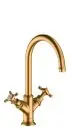 AXOR-HG-AXOR-Montreux-2-Griff-Waschtischarmatur-210-mit-Kreuzgriffen-und-Ablaufgarnitur-Brushed-Gold-Optic-16506250 gallery number 1